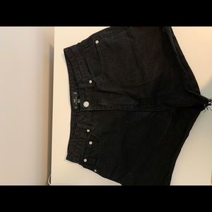 Black denim shorts